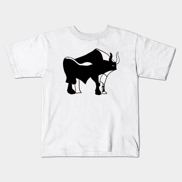 Bull Drawing Kids T-Shirt by isstgeschichte